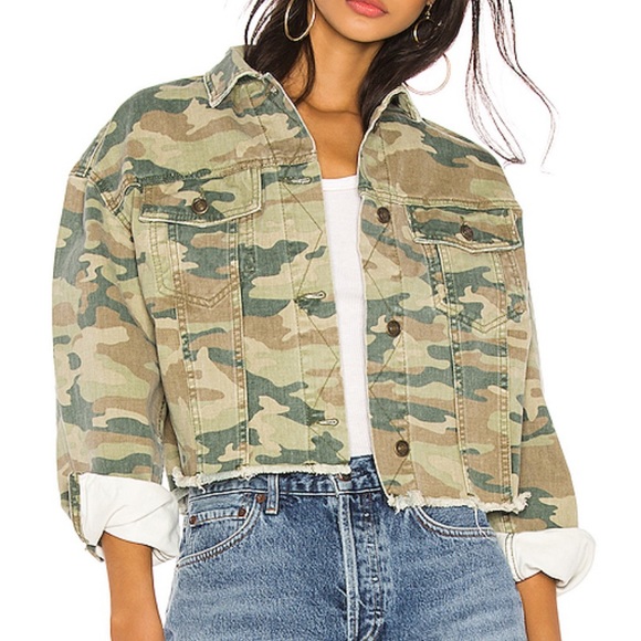 Free People Jackets & Blazers - NWT FREE PEOPLE Camo Printed Cropped Denim Jacket